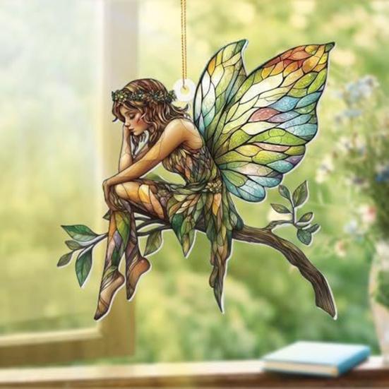 Platta akrylhänge med djur, färgglada solfångare för fönsterhänge, julgranspynt, trädgårdsdekoration, handgjord present till fjärilsälskare