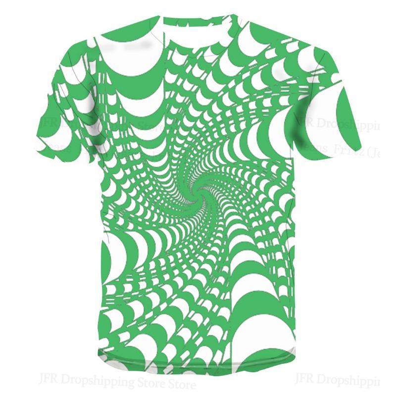 Women T Shirt 3D Funny Optical Illusion 3d Print T-shirt O-Neck Short Sleeve Tops Tees Women Clothing Geometric Tshirt Dizzy
