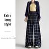 Women's Retro Plaid Wide-Leg Cuffed Pants - Spring 2026 Lazy Style