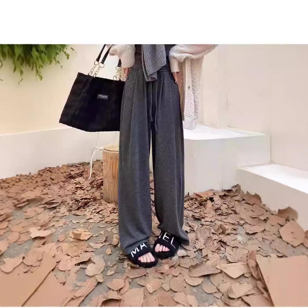 

Женские трикотажные брюки для ходьбы Осень/Зима 2024 - Свободный прямой широкий крой Dark Gray [Spring/Autumn]