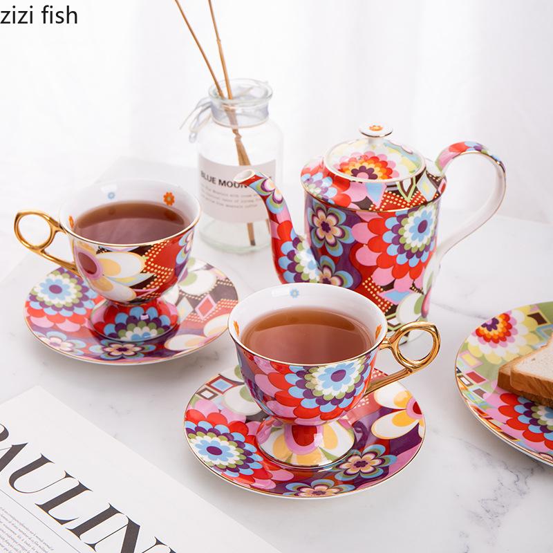 Ceramic Flower Tea Pot Mother Child Pot Water Bottle Water Cup Tea Kettle Coffee Cup Breakfast Cups Teas Brewing Utensils