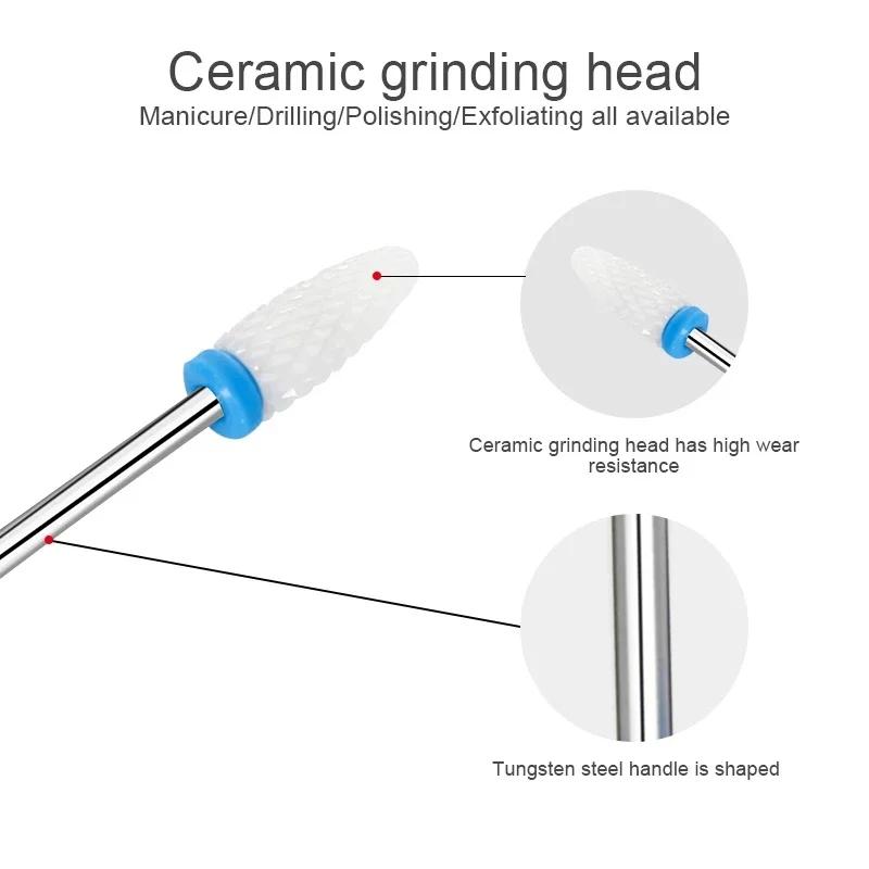 Ceramic Nail Drill Bits Gel Polish Remove Dead Skin Clean Electric Milling Cutters For Manicure Pedicure Machine Accessories