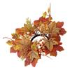 Fall Candle Ring 9.8Inch Maple Leaves Harvest Day Wreath Ring Holder Small Wreath Pillar Candle Holder Farmhouse Wreath Festival