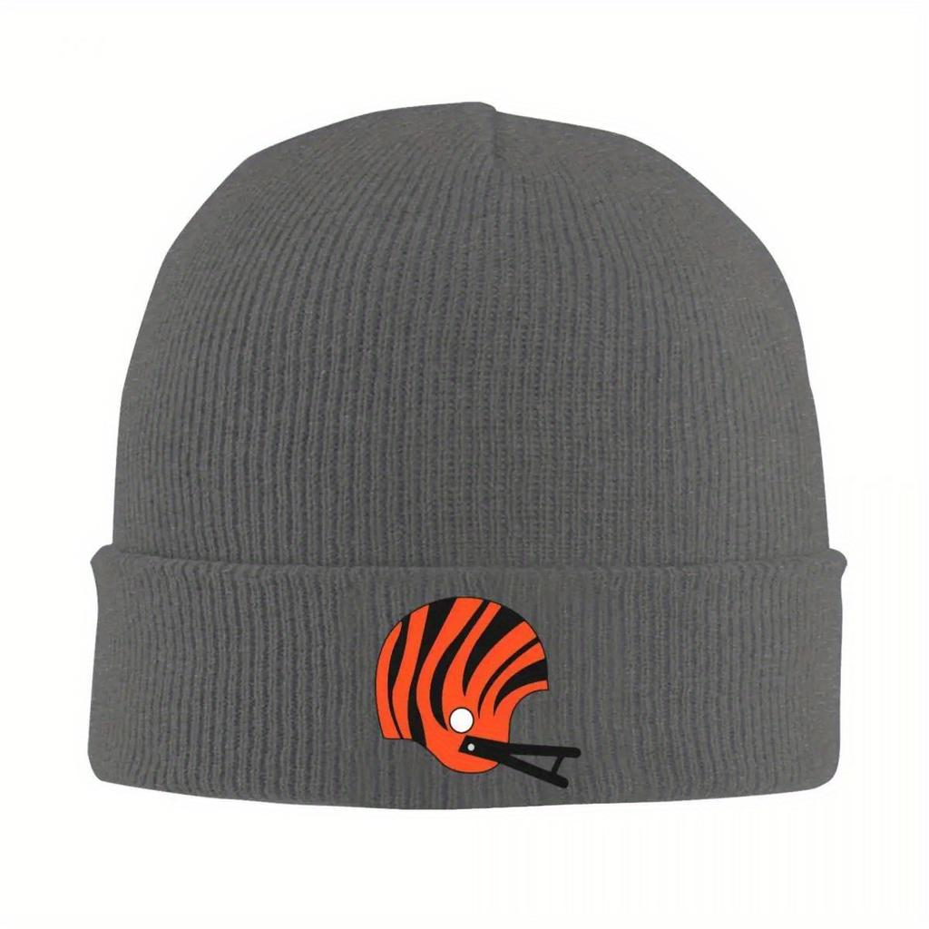 Stripe Bengals-of-Cincinnati Helmet Warm Knitted Cap Fashion Bonnet Hat Autumn Winter Outdoor Beanies Hats for Men Women Adult