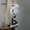 Retro Wooden Bead Decor Halloween Ghost Bell Hanging Decor, Cute Resin Door Ornament with Star Base, Funny Decorations Spooky Festive Hanger for Home