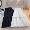 White Ruffled Short Skirt for Women - 2025 Summer Slim Fit, High Waist, Anti-Exposure Design