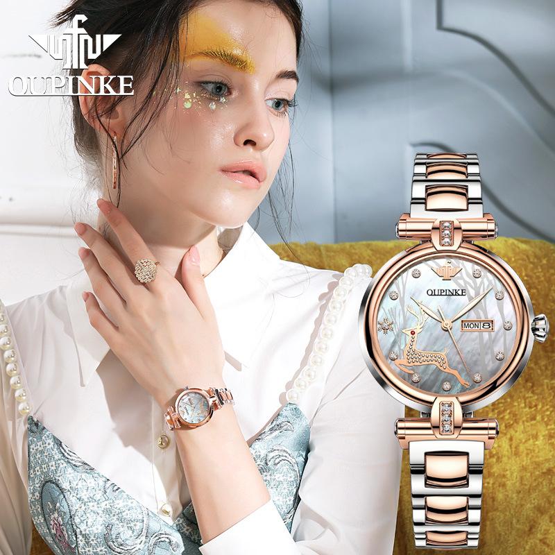OUPINKE Uhr Fashion Ins Wind Automatische Mechanische Uhr Wasserdichte Damenuhr