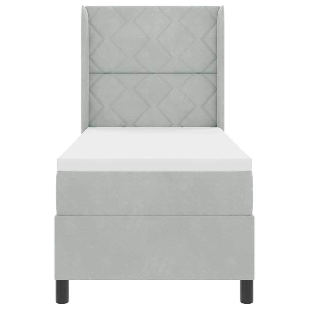Box Spring Bed with Headboard Light Gray 80 X 200 Cm Velvet