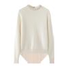 2025 Autumn/Winter Women's Cashmere Knit Top with Handmade Pearl Collar and Fluffy Fleece