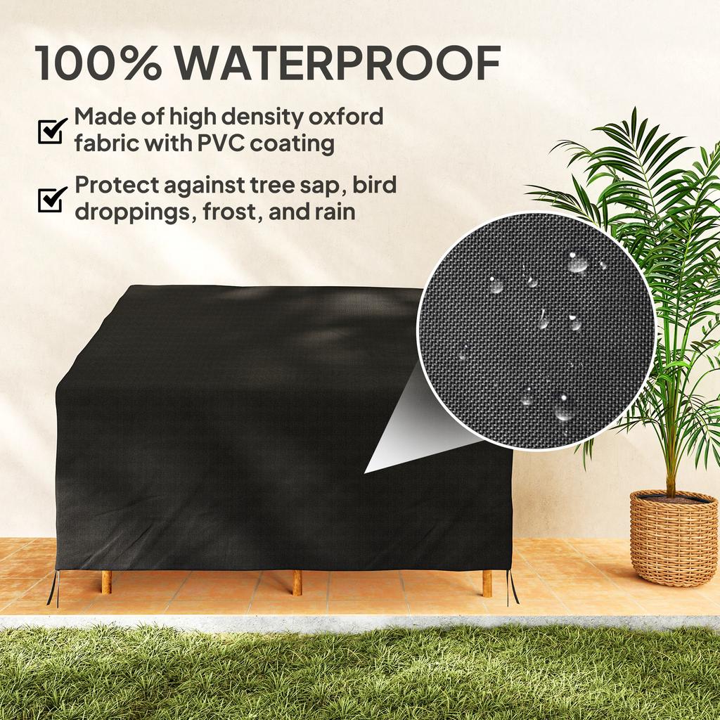 600D Oxford Cloth Furniture Cover, 2 Seater Sofa Protector for Garden Patio, Outdoor, Waterproof, Black, 140L x 84W x 56/94H cm