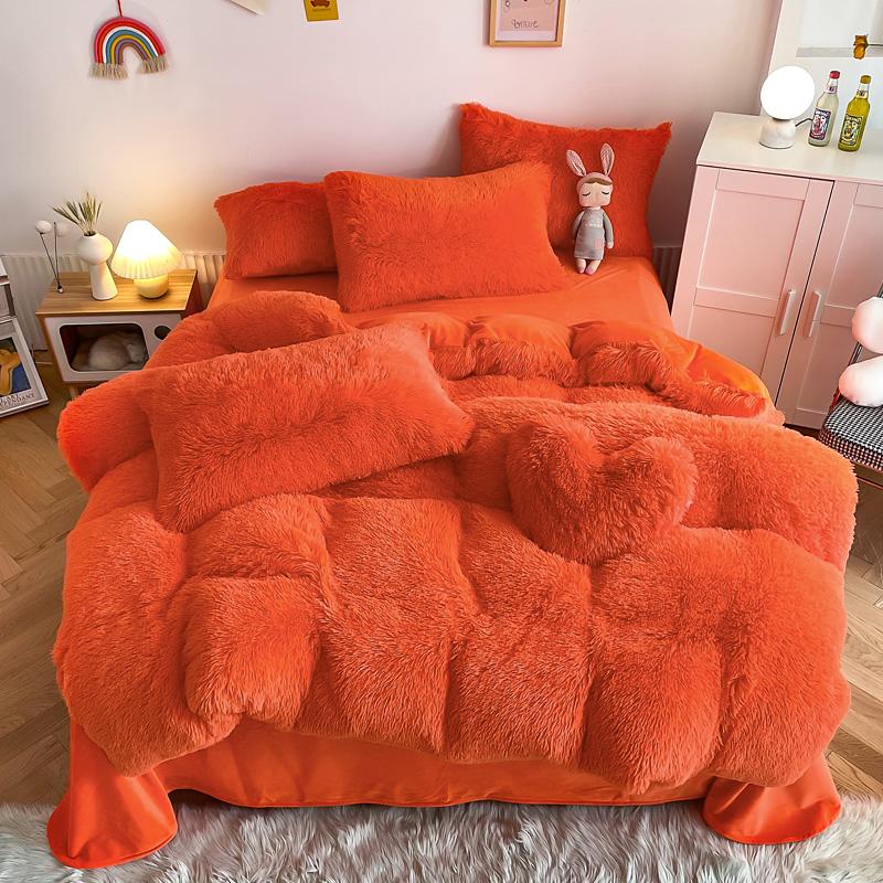Comforter 3/4Pcs Warm Bedding Set Mink Velvet Shaggy Super Soft Coral Fleece Bed Sheet S