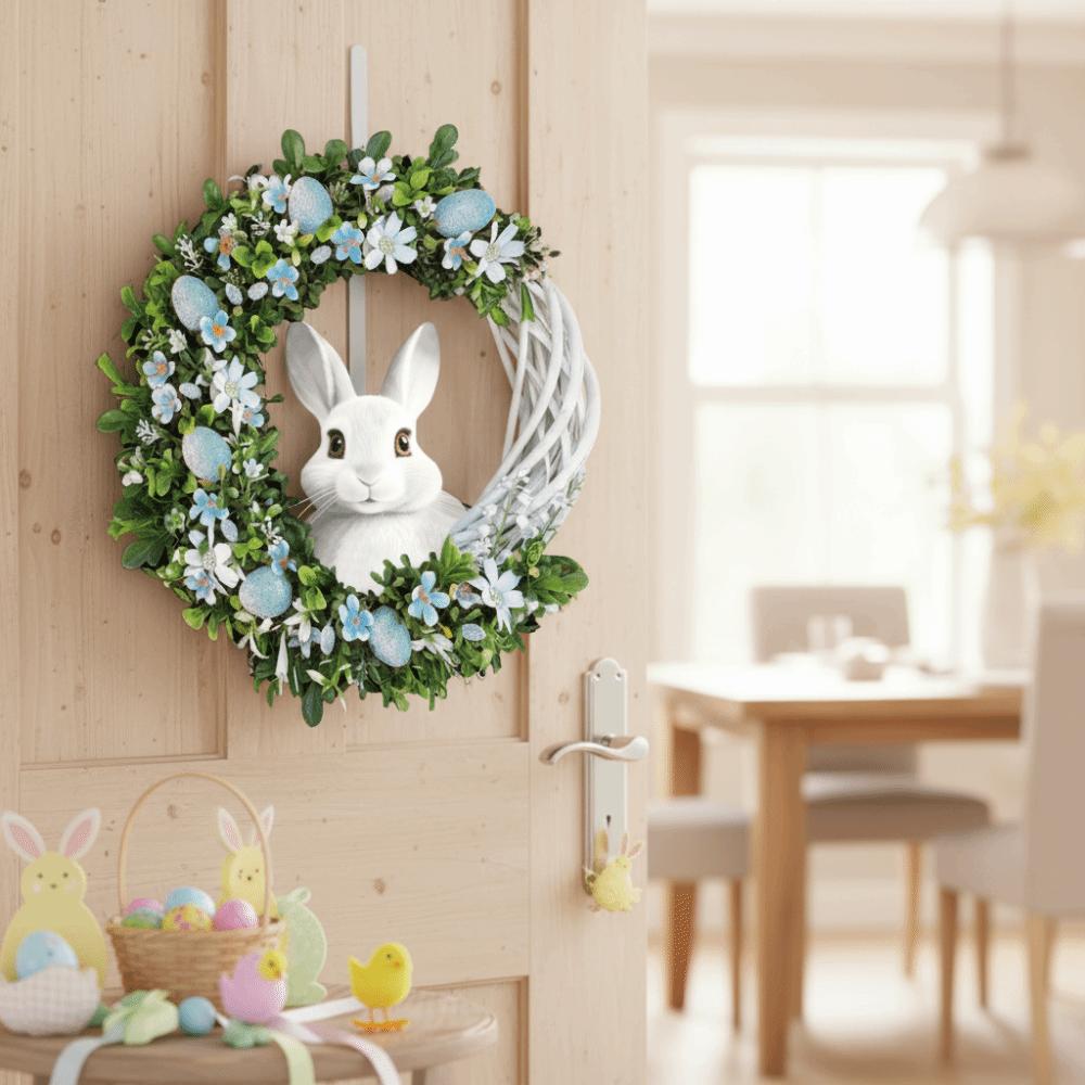Akryl Dekor Vår Väggbonad Skumägg Påskgirlang Påskhare Krans Dörrhängare