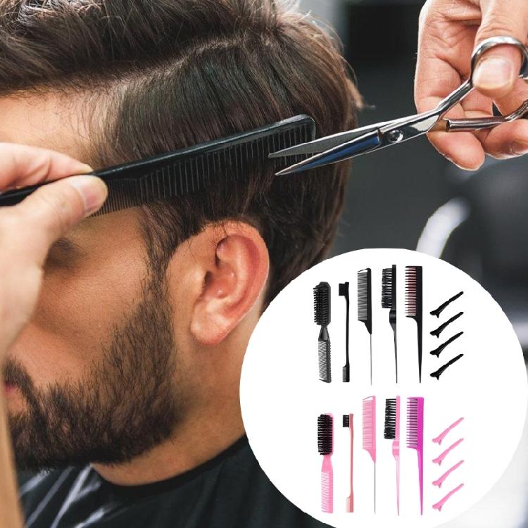 9pcs Professional Hairdresser Comb Hairbrush Hair Clip Set for Styling and Detangling Women Smooth Grooming Tool