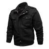 Cotton Polyester Blend Multiple Pockets Zipper Closure Military Inspired Bomber Jacket Casual Outerwear for Men