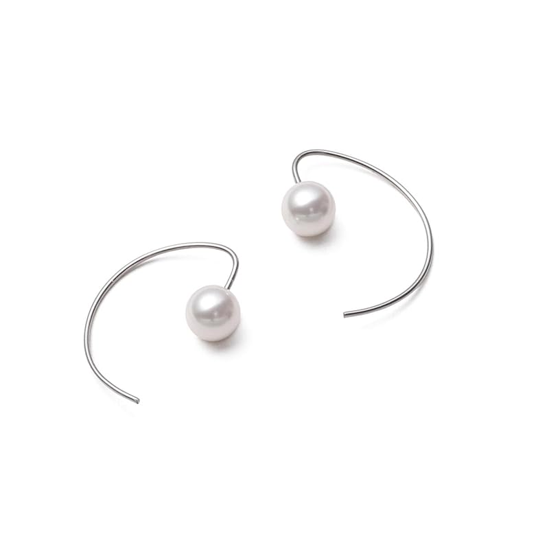 

[VOTRE COUTURE] pearl earrings hook earrings Luxury domestic product ladies silver gold Larger sway (6mm, silver)