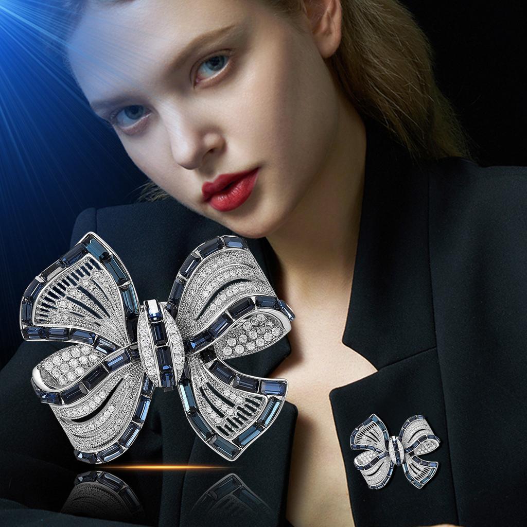 High-End High-End Luxury Exquisite Bow Brooch High-End Women'S Niche Unique Pin Suit Accessories Wholesale