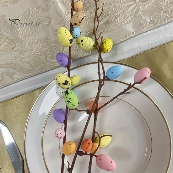 26 buc. Viță de vie artificială de Paște cu ouă pastelate și fructe de pădure Tulpini florale de primăvară Ouă de Paște Ramuri de crenguță pentru aranjament floral Home Decor