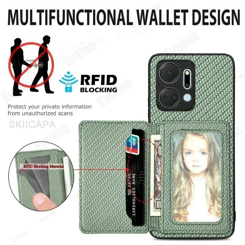 For Honor 400 Pro 400 Lite Carbon Fiber Wallet Card Holder Leather Cover for Huawei Honor400 Pro Magnetic Protection Phone Bags