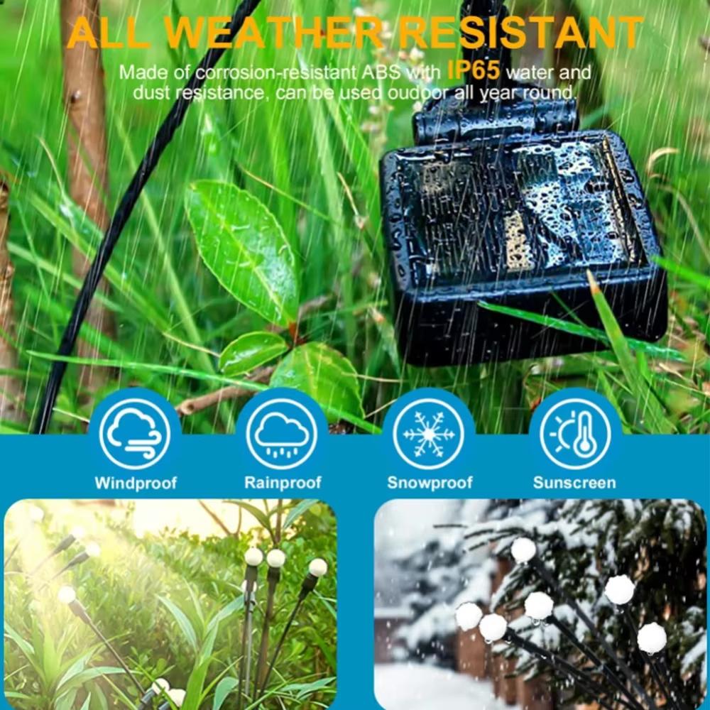 

6/10 LED Solar Garden Lights Powered Firefly Lights Outdoor Waterproof Vibrant Garden Lights for Patio Pathway Decoration,Warm