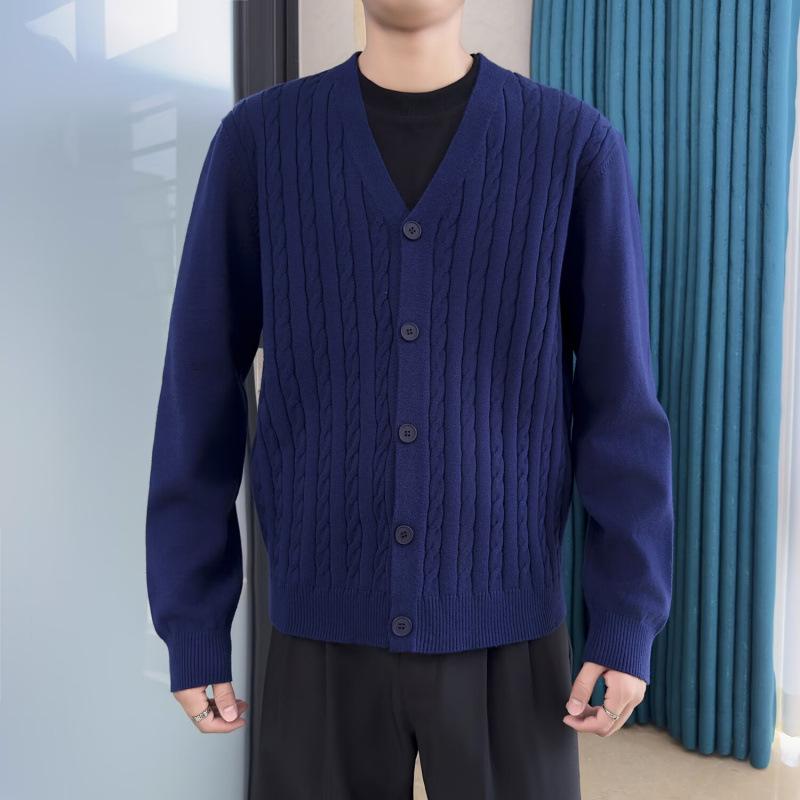 2025 Men's Trendy V-neck Knit Cardigan Sweater for Spring & Autumn