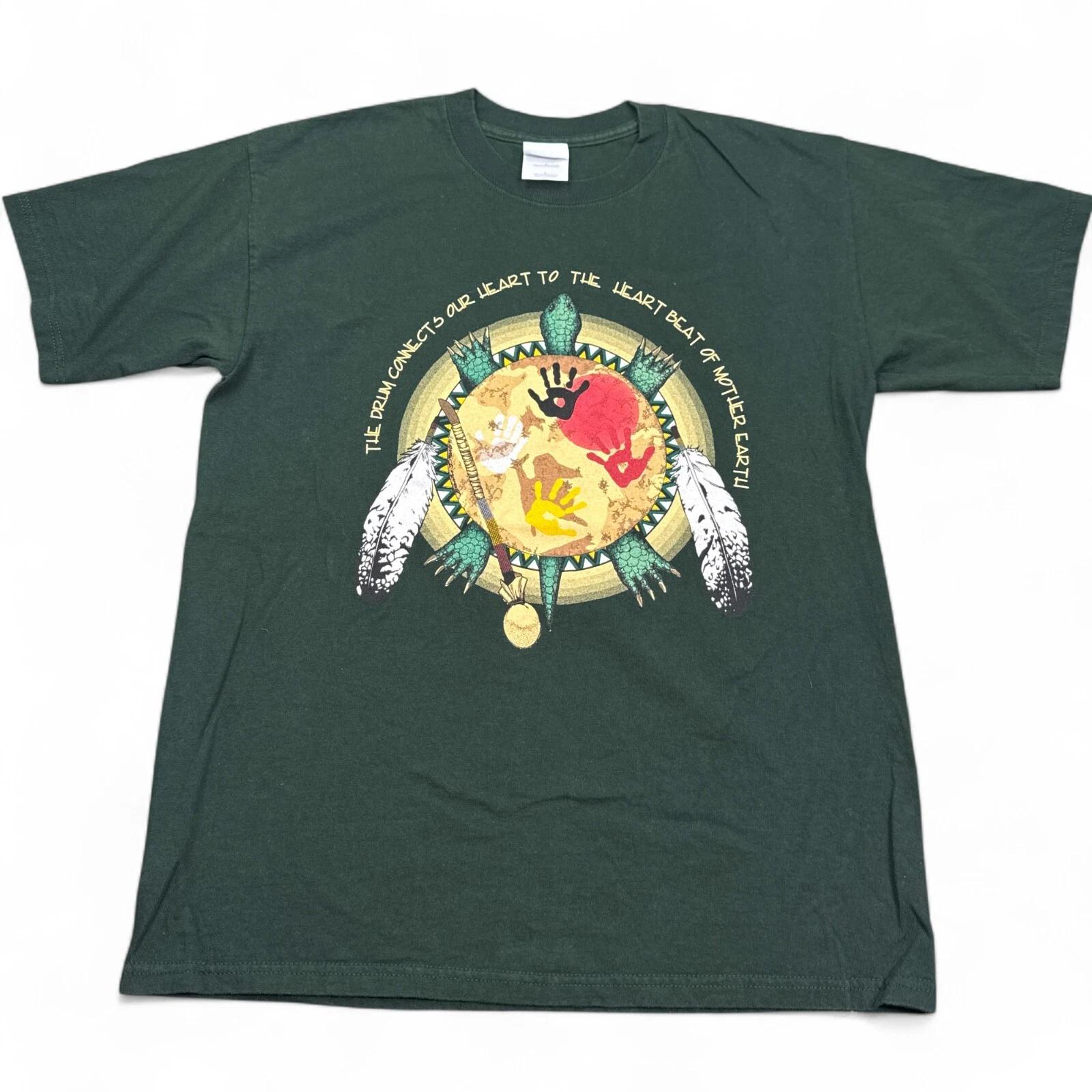 

VTG Y2K Nature Native American Tee Shirt Adult Size Large Green Mother Earth 3XL