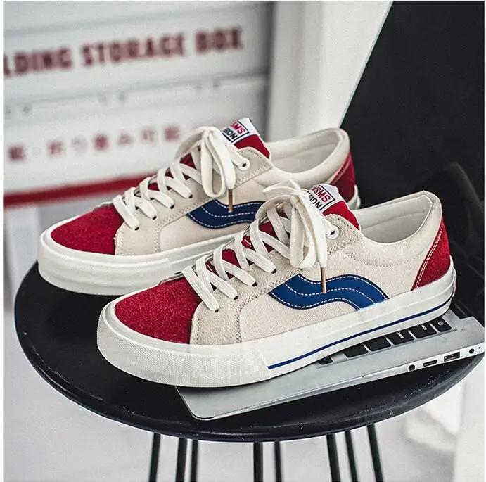 

Новая мужская обувь парусиновые повседневные туфли весенние плоские туфли для скейтборда вулканизированная обувь молодежные крутые кроссовки 44 красный