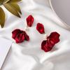 Korean Style Pearl Rose Petal Leaf Earrings, 925 Silver Needle for Women.