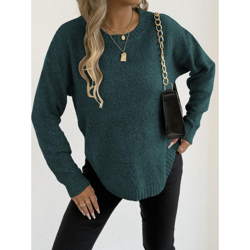 Women's Autumn Winter Pullover Top Women's Floral Velvet Knitted Sweater Casual Base Shirt Round Neck Sweater