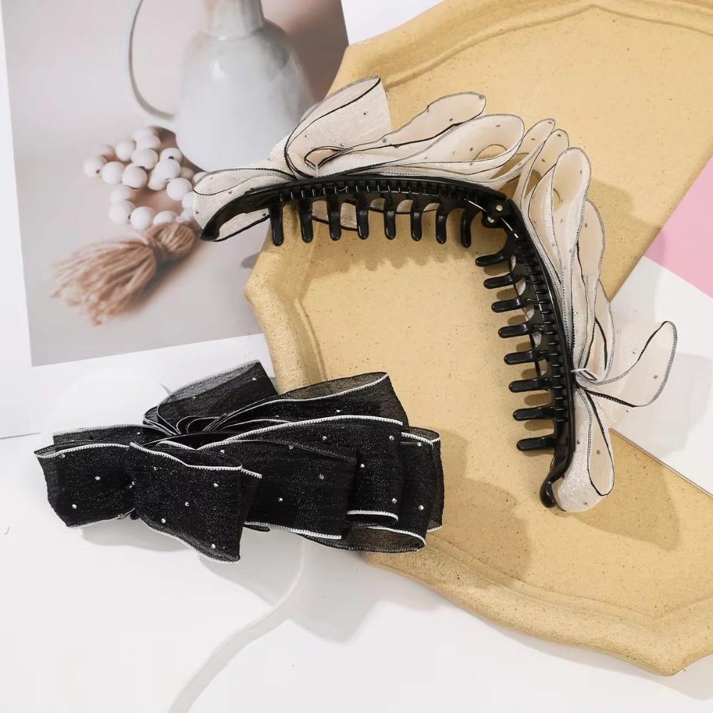 Mesh Tulle Bow Banana Clip Sweet Cute Bow Ponytail Clip Bowknot Hair Clip  Women Hair Accessories