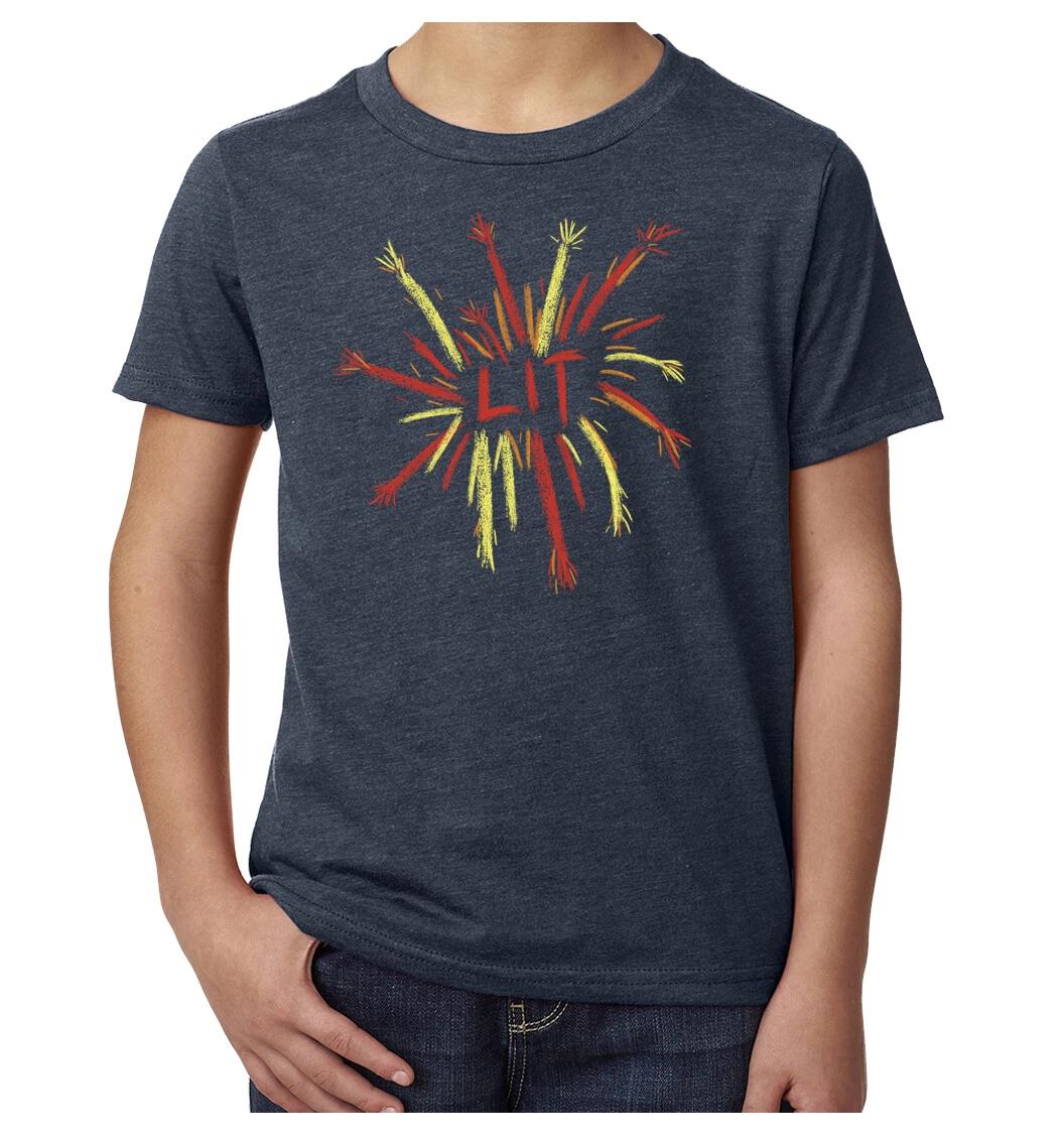 Lit Firework T-Shirt, Kid s Graphic T-Shirts, 4th of July Shirts for Kid s S