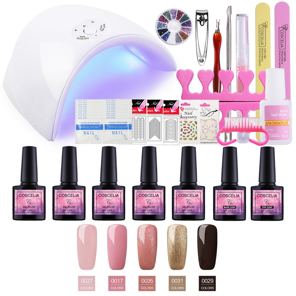 COSCELIA 5pcs/set 8ML UV Color Nail Gel Polish Long Lasting Nail Art