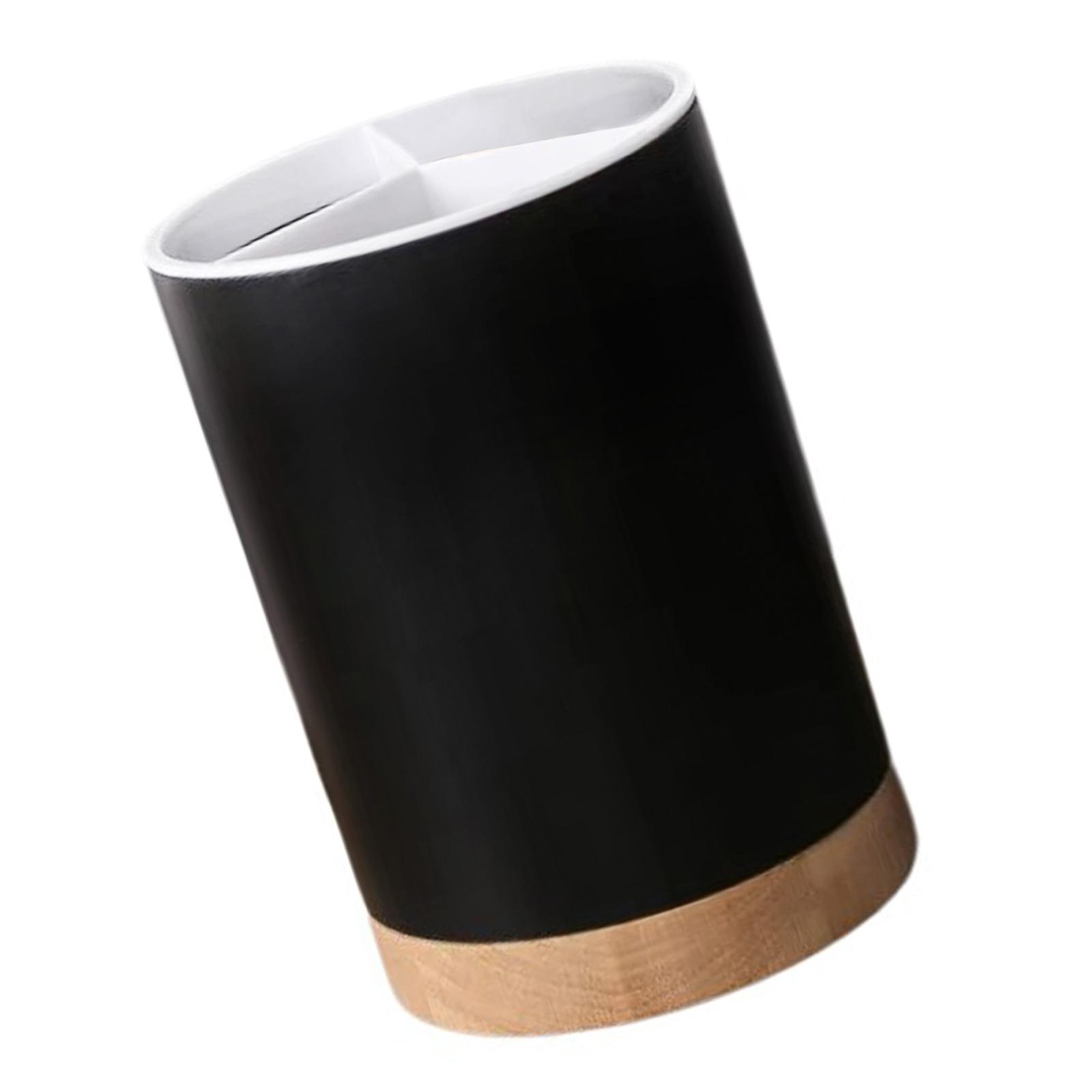 

Прочный держатель для кухонных принадлежностей с вращающимся дизайном, деревянная основа для легкого доступа, вместительный держатель для хранения палочек для еды чёрный