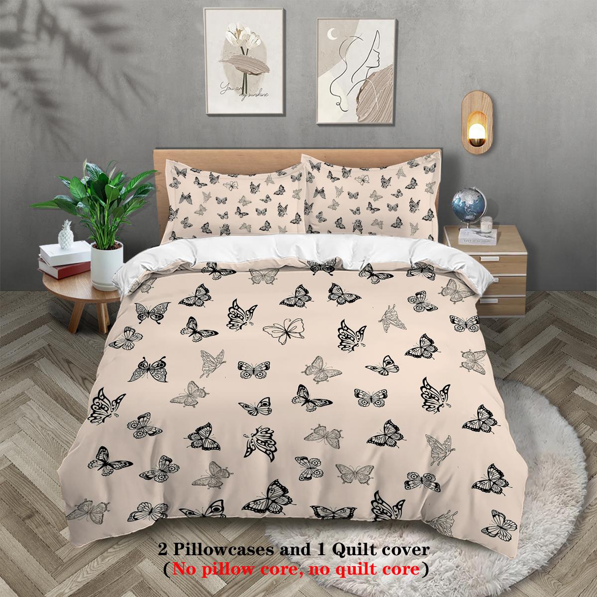 

Комплект постельного белья с рисунком бабочек, для подростковой и взрослой спальни, 1*пододеяльник+2*наволочки, Мягкое украшение для дома и спальни 135x200cm-EU-Single