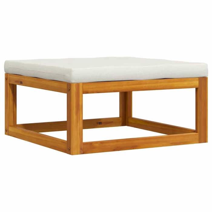 Maison Exclusive - Repose-pied avec coussin blanc crème Bois d'acacia massif