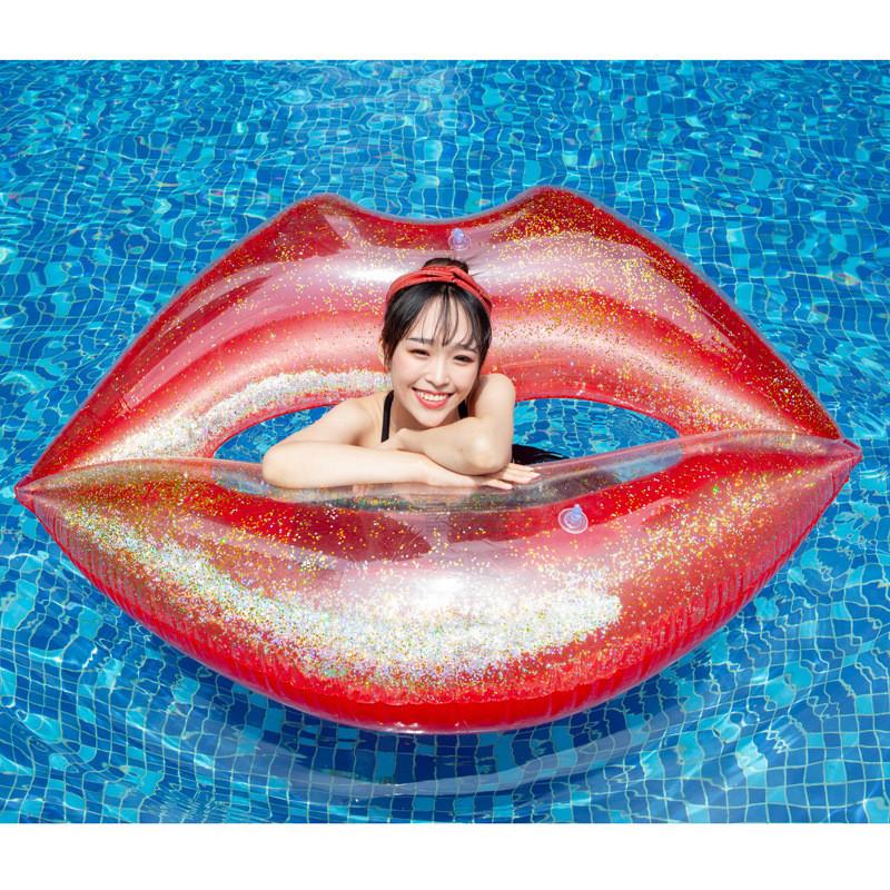 Adult Sequin Inflatable Red Lip Floating Pool Party Water Toy Props Photography