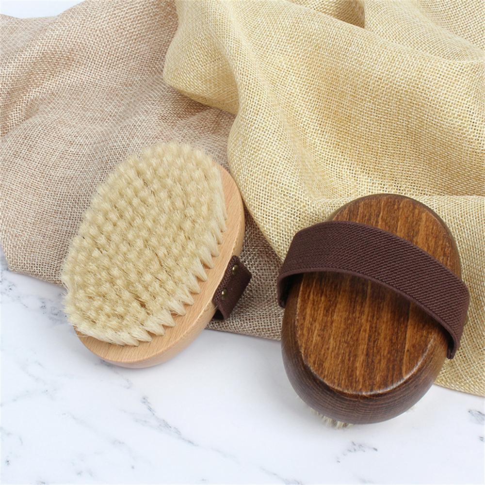 Natural Wood Bristle Bath Brush – Soft Wet Dry Body SPA Massager, Household Practical Skin Exfoliating Brush for Body Cleaning,
