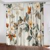 2PC Cream Magnolia Branch Sheer Curtains - Soft Earthy Botanical Print Window Drapes for Living Room Bedroom Decor