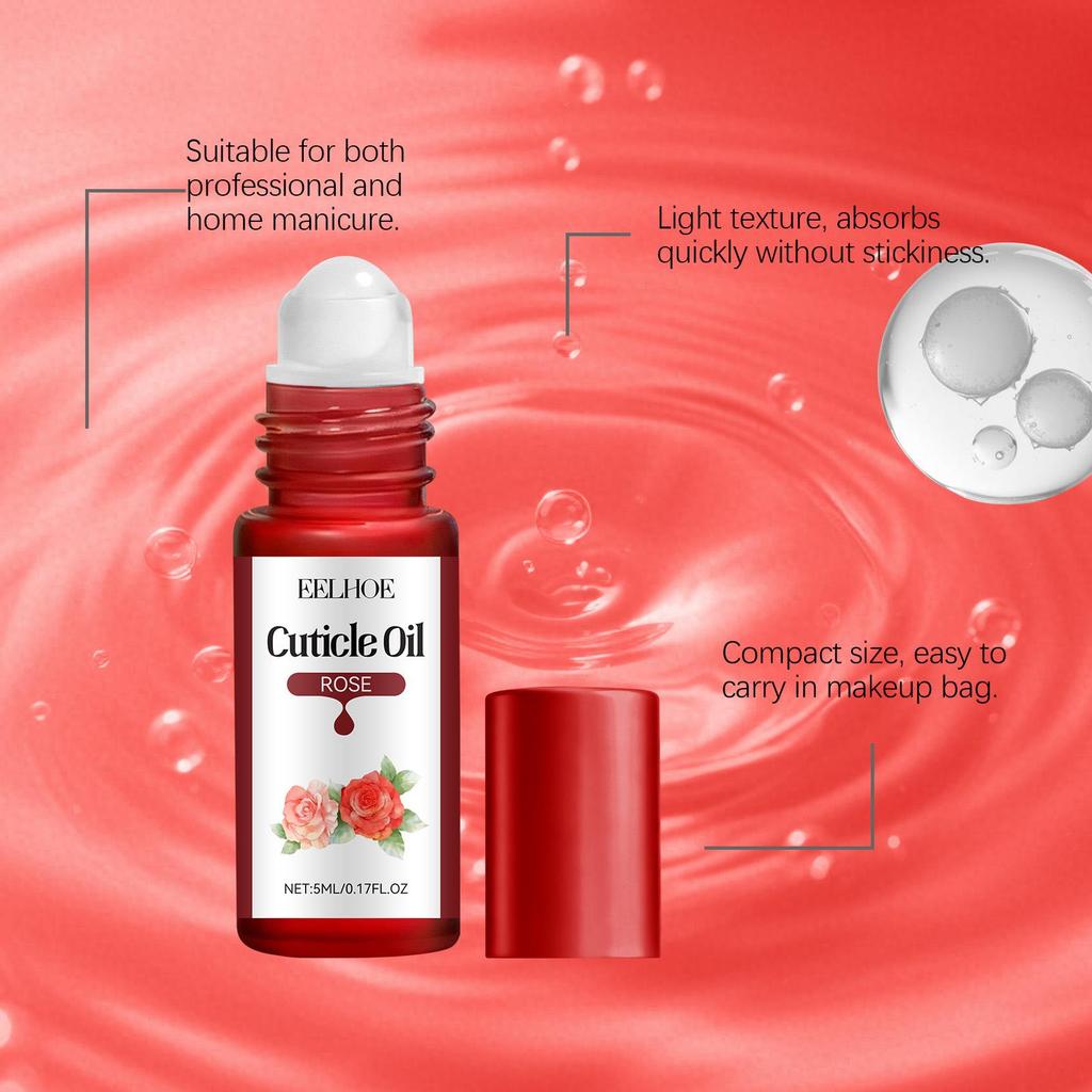 EELHOE Rose Plant Essence Oil Moisturizes the nail surface Gentle and suitable for daily use Portable and shiny smooth care oil