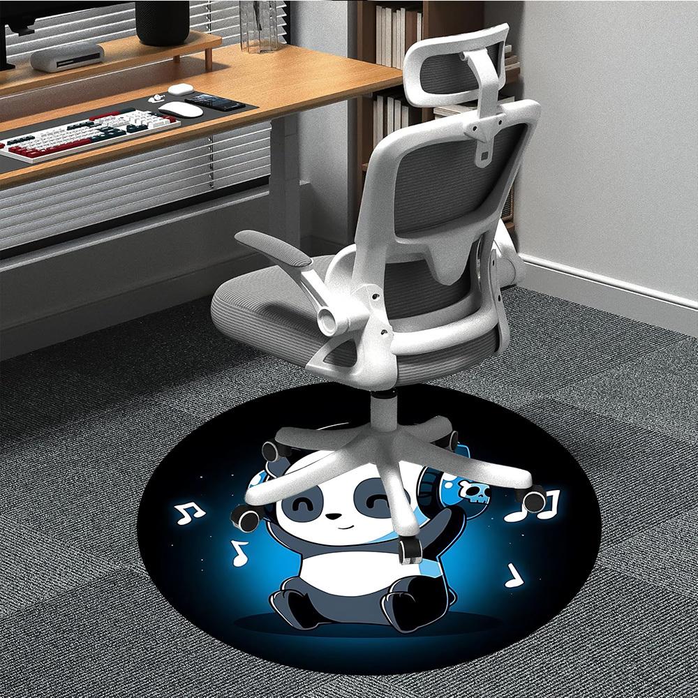 

1pc Panda Beats Office Round Area Rug, Indoor Mat Suitable For Office, Under Office Chairs Bedroom Living Room Home Decor, Room Deco 80cm