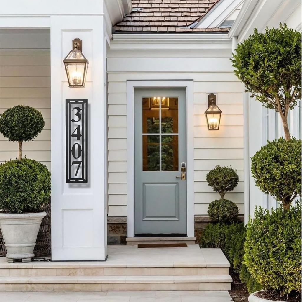 Custom Metal House Numbers Sign | Personalized Address Name Home Plaque Design | Art Decor Signs for Exterior Yard Front Door Farmhouse Entrance