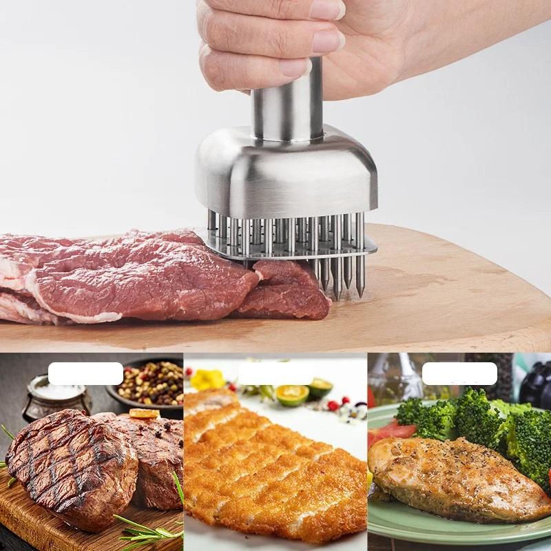 304 Edelstahl Küche Zarte Fleischnadel Professionelles Kochen Fleischzartmacher Werkzeug Lockere Fleischnadel Schweinekotelett Steak Hammer