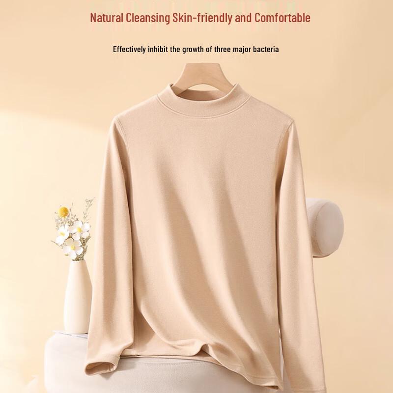 Lonsa Women's Thermal Fleece-Lined Wool-Silk Base Layer Top