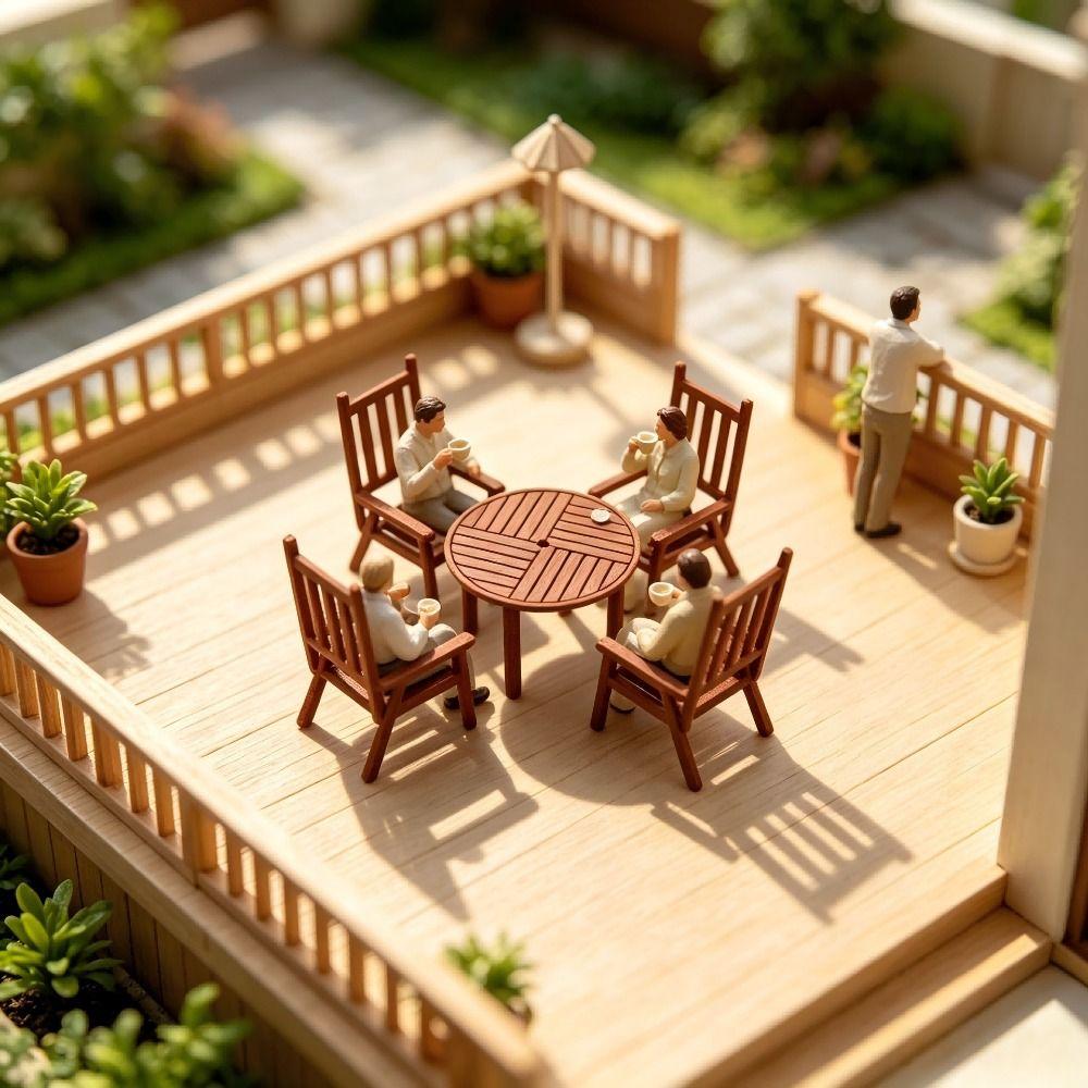1Set Indoor House Materials 1:30/1:50/1:75 Scale ABS Round Table Chairs