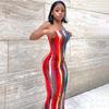 Large Size Women's Clothing, Europe, America, Spring and Summer Colorful Tie-dye Off-the-shoulder Chest-wrapping Dress