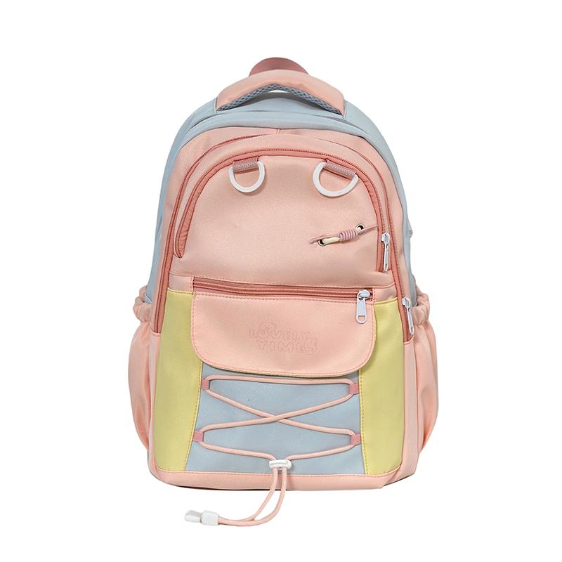Contrast Color Student Bag Junior High School Student Backpack Women's Travel Lightweight Backpack