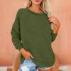 Women's Fashionable Solid Color Round Neck Long Sleeved Plush Warm Pullover Top