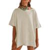 QICED Women's Fashion Casual Solid Color Print 1/2 Sleeves O-Neck  Blouses & Shirts