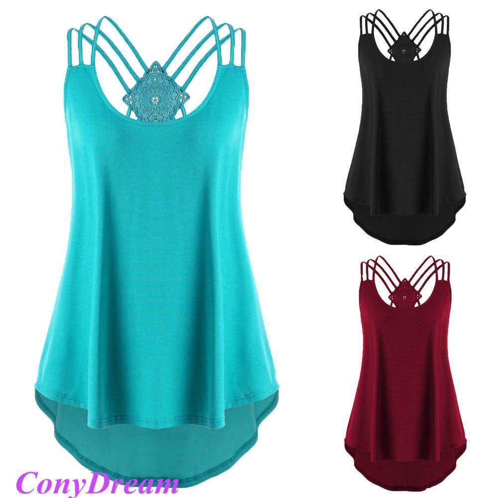 Premium Quality Ladies' Bandages Sleeveless Vest Top High Low Tank For Effortless Style