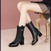 Women's Genuine Soft Leather Round Toe Ankle Boots - Autumn/Winter Mid-Calf, Medium Heel, Plus Velvet & Thickened for Men & Women