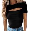 Women's 2024 Ribbed Hollowed-Out Long-Sleeve Top - Sexy Fashion with Chest-Revealing Design